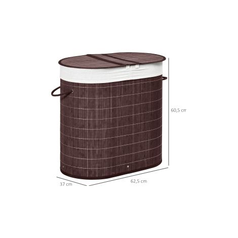 Panier à linge 100L avec couvercle et poignée, boîte à linge, panier à linge, 2 sacs à linge, trieur à linge pour salle de bain en bambou (1/5)
