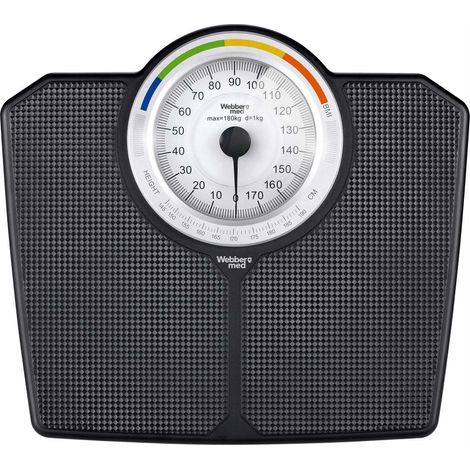 Pèse-personne mécanique avec affichage de l'IMC, capacité de 180 kg, noir
