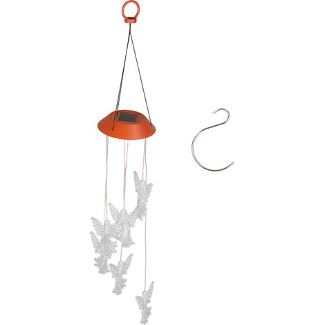 Ange solaire carillon à vent LED changeant de couleur, mobile lumineux avec crochet pour jardin, clôture, terrasse (1/5)