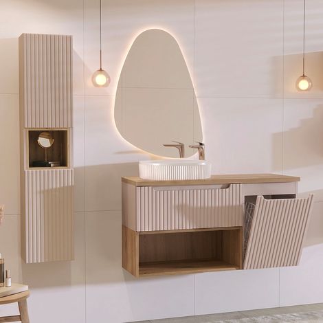 Set di mobili da bagno con lavabo Riva cashmere 120cm (1/5)