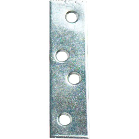 Merriway BH01141 Piastra Dritta per Riparazione in Metallo Zincato, Bianco, 100 mm, Set di 10 Pezzi (1/2)