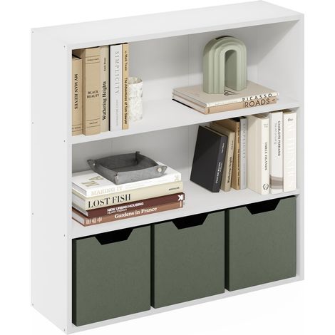 Étagère, Bibliothèque À 3 Niveaux avec Étagère Ouverte, 23,6 X 79,5 X 80 Cm, Idéale pour Le Salon, La Chambre Ou Le Bureau, Blanche. (1/5)