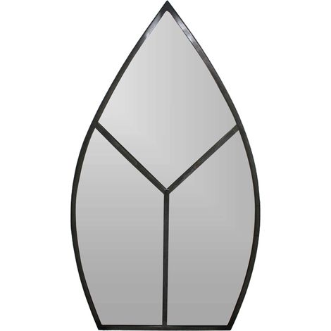 Leaf Arch Outdoor Mirror - Glass - L1.5 x W50 x H90 cm - Natural Black