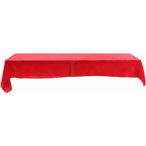 Nappe de banquet rouge pour hôtel, 145 x 320 cm, en polyester résistant, de forme rectangulaire et antitache. Idéale pour les salles à manger, les restaurants et les événements. (1/5)