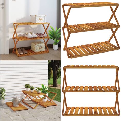 Étagère pliable à 3 niveaux Marron 70x31x63 cm Bois d'acacia - Bibliothèque - Étagère - Meuble De Rangement - Rangement Intérieur - Mobilier - Home & Living