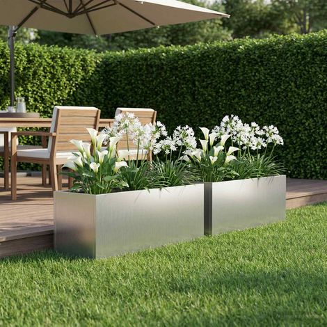 Cache-pot de jardin 2 pc Argenté 40 x 20 x 20 cm (1/5)