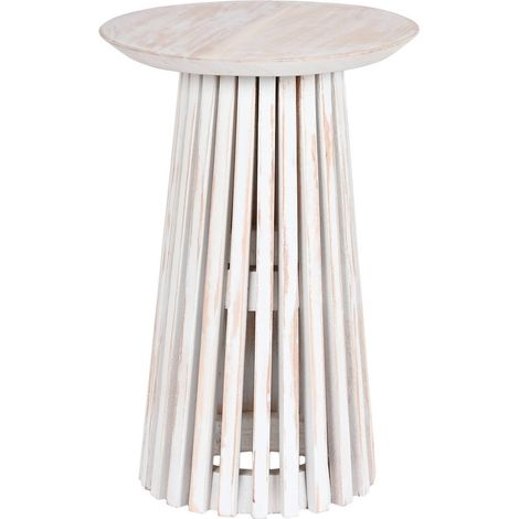 Table d'appoint blanche design pour déco élégante - Blanc patiné (1/4)