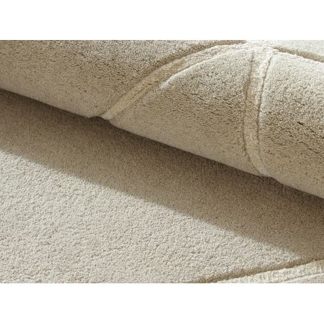 Tapis tufté en relief en laine et viscose - 200 x 290 cm - Beige - 2500g/m² - OSMERA