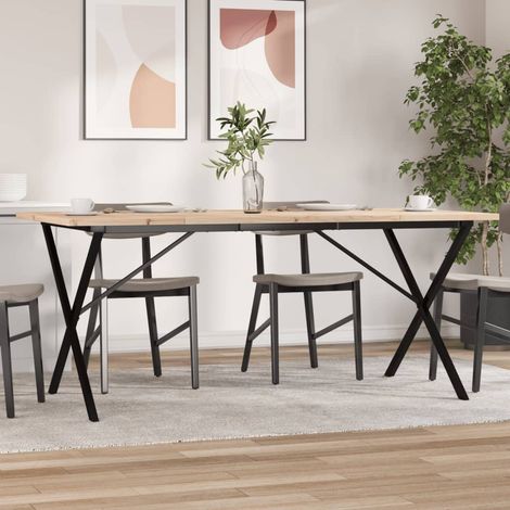 Esstisch X-Gestell 180x90x75,5 cm Massivholz Kiefer & Stahl