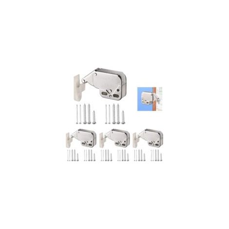 4 Pièces Mini Latch, Loqueteaux de Porte Placard à Double Rouleau, Loqueteau Placard pour Armoire, Mini Loquets Tactiles, Loquet de Porte d'Armoire Fermetures de Porte (avec contrepartie)