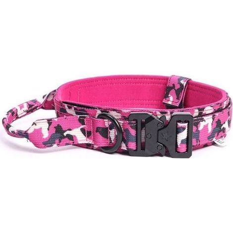 Military Dog Collar for Medium-Sized Dogs, Adjustable Nylon Collars with Handle (1/4)