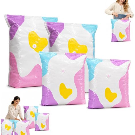Sac Sous Vide Sans Pompe (2 100x80cm + 2 70x50cm), Pressez et Scellez (1/5)