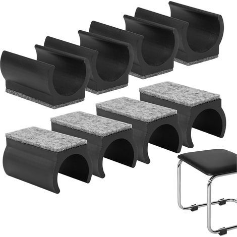 Patin avec Feutre,10 Pièces Patins en Forme de U pour Pied de Chaise/Table(22mm),Coussins de Chaise en Plastique avec Feutre pour Mobilier à Cadre Tubulaire et Protection des Sols,Noir (1/5)