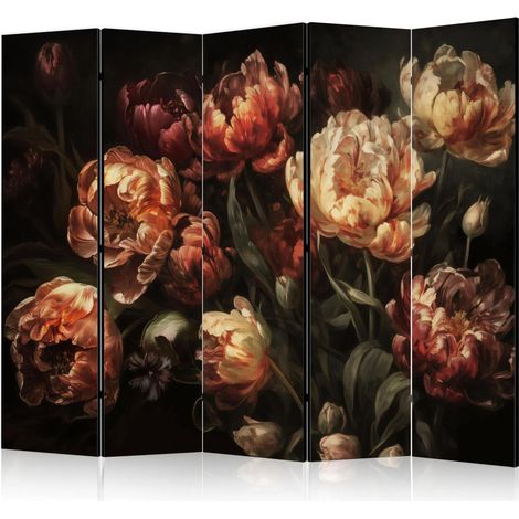 Paravent décoratif artgeist bouquet tulipes noir 225x172 cm