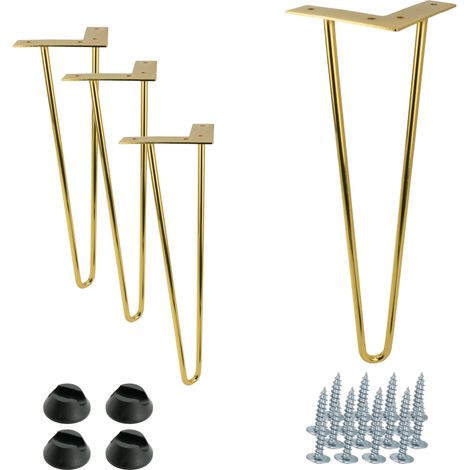 Set di 4 gambe per mobili Gambe a forcina oro lucido altezza 41 cm 2 aste (1/5)