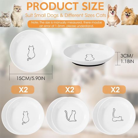 Ensemble de litière pour chat JeiibrZui - 15 x 15 x 2,5 cm - 4 pièces - Gamelle blanche peu profonde pour chat (1/5)