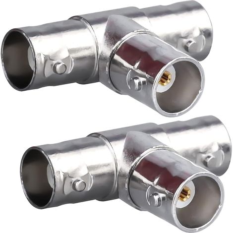 Adaptateur BNC 3 voies BNC mâle vers double BNC femelle Connecteur triple T Adaptateur coaxial RF pour câble coaxial de sécurité CCTV DVR Caméra BNC T Splitter Combiner (1/5)
