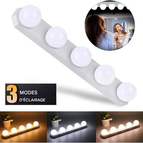 Spiegelbeleuchtung, LED-Schminktischbeleuchtungsset im Hollywood-Stil mit 5 dimmbaren Glühbirnen, Schminktischbeleuchtung mit USB-Kabel für Spiegel mit 3 Modi