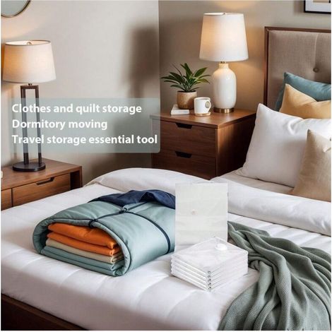 Sac de compression sous vide – épais et transparent – rangement vêtements et couettes – pour déménagement et voyage (1/4)
