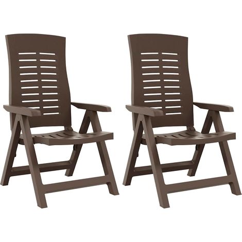 Sedie da giardino reclinabili set di 2 Plastica Moka (1/5)