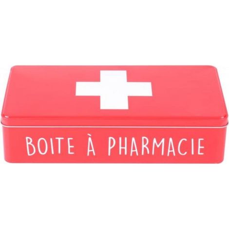 Boîte à Pharmacie en Métal Rouge et Croix Blanche