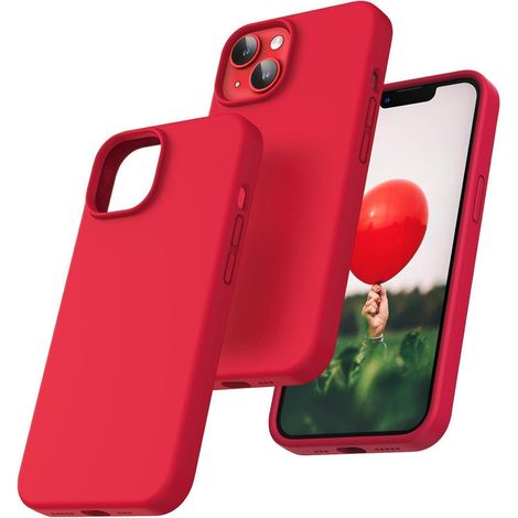 Handyhülle iPhone 14 6,1 Zoll Silikon stoßfest rutschfest Rot (1/5)