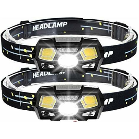Lot de 2 lampes frontales LED avec détecteur de mouvement rechargeables par USB mains libres étanches pour camping randonnée 800 lumens (1/5)