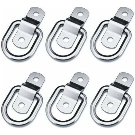 Set mit 6 Zurrösen, 100 Zoll – Verzinktes Eisen – Tragfähigkeit 540 kg – Mit 2 Karabinern zur sicheren Befestigung (1/5)