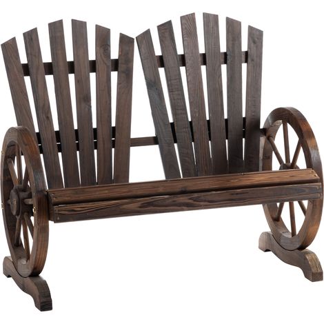 Panca da giardino in legno con braccioli, 2 posti, marrone scuro, 108 x 66 x 95 cm HOMVRA (1/5)