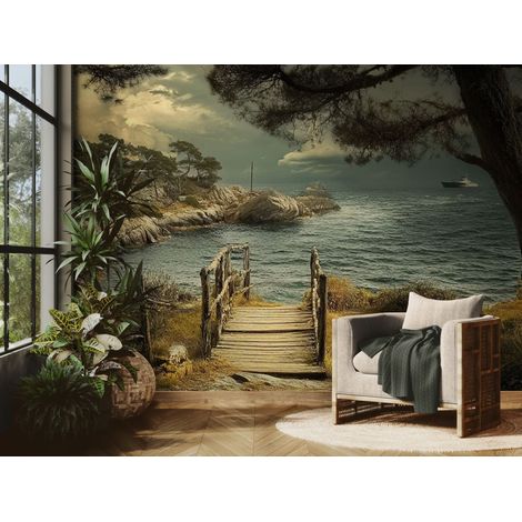 Papier peint Paysage – sentier côtier sauvage - 150 x 250 cm (1/2)