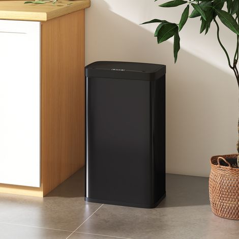 Cubo de Basura Cocina Automático 45 L con Sensor Infrarrojo Cierre Suave y Cubo Interior Extraíble Antihuellas Negro (1/5)