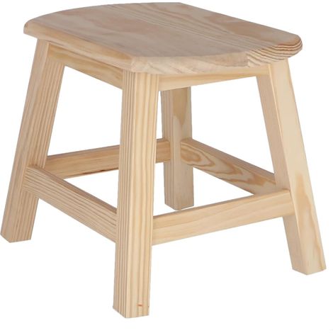 Tabouret Ovale en Bois, Finition sans Vernis, 36x29x30 cm (1/5)