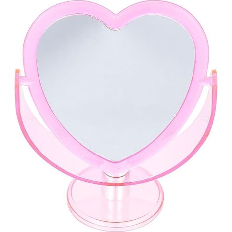 Miroir de maquillage de bureau double face en forme de cœur avec base, miroir cosmétique rose vintage pour coiffeuse et table de toilette (1/5)