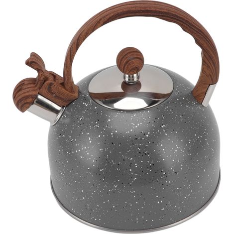 Bouilloire sifflante 2,5 L en acier inoxydable, grise, idéale pour faire bouillir l'eau. (1/5)