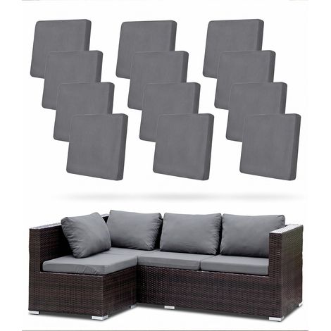 Housses de Coussin de Canapé D'extérieur Extensibles Lot de 12, Gris Housses de Coussin de Siège Canapé de Remplacement pour Salon de Jardin, Meubles de Terrasse (1/5)
