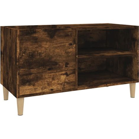 Mueble para discos vintage para salón amplio espacio de almacenamiento 84,5 x 38 x 48 cm madera de ingeniería acabado roble ahumado 020049199 (1/5)