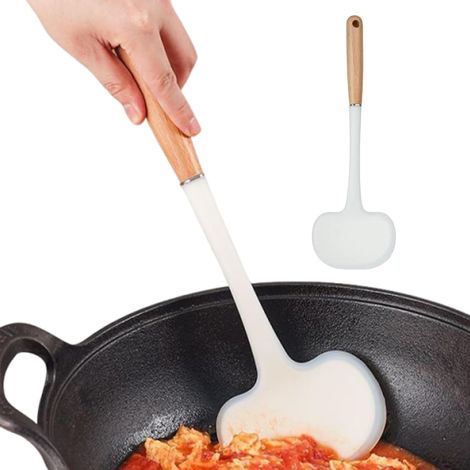 Küchenspatel aus Silikon, 34 cm langer Griff, antihaftbeschichtet, hitzebeständig, zum Wenden von Eiern, Pfannkuchen, gebratenem Fisch, Grillen (1/5)
