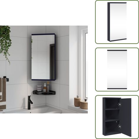 The Living Store Eck-Spiegelschrank Grau 30x24x60 cm - Eckschrank - Badezimmermöbel - Spiegelschrank - Holzschrank - Grau