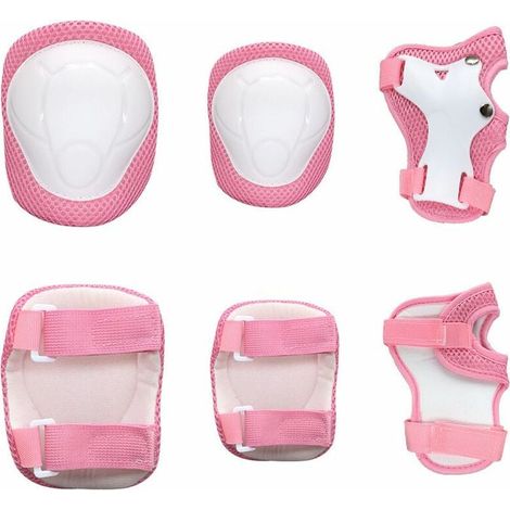 Set mit 6 Protektoren, Kinderprotektoren, Protektoren, Einlagen, Schutzausrüstung, Knieschützer, Knieschützer, rosa (1/5)