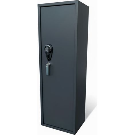 Armadio Blindato Portafucili 5 Posti In Acciaio Con Chiusura Digitale E Chiave Fuciliera Con Tesoretto Tasca Porta Oggetti Cassaforte Sicura 148x34x28 Cm Grigio Scuro (1/3)