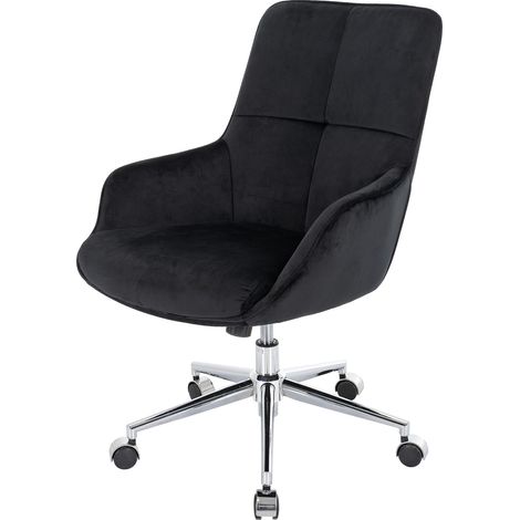 Sedia poltrona regolabile girevole studio ufficio con braccioli MVG 120kg HHG-122 velluto nero