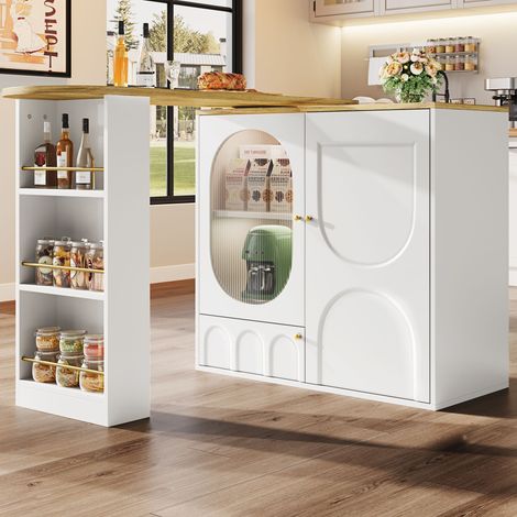 Um 360° drehbarer Bartisch – 138 x 39 x 102 cm – drehbare Bartheke mit Stauraum, Regalen, abnehmbaren Trennwänden – schwarz (1/5)