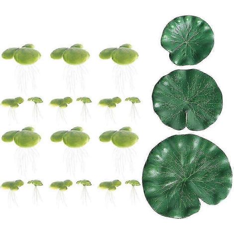 21 feuilles de lotus artificielles aux couleurs vives, idéales pour la décoration d'aquarium. (1/5)
