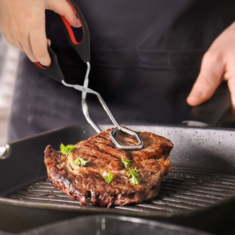 3-teiliges Grillzangen-Set (30,5 cm/28 cm/23 cm) aus Edelstahl mit Silikon-Grilldraht aus Kunststoff (1/5)