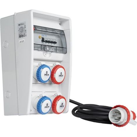 FANTON Tableau électrique de chantier 9kW ULISSE ASC IP65 2 prises CEE 16A 2 PRISES inclinées 380V avec bouton d&39urgence câble 4m 74318