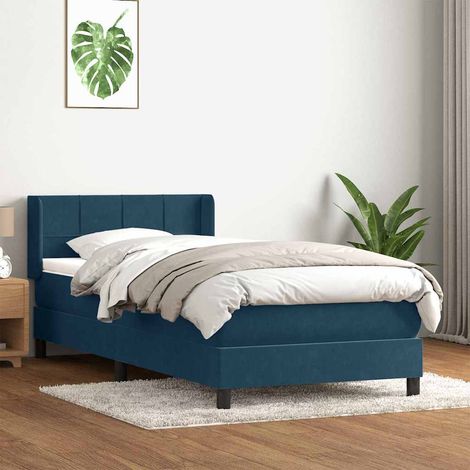 Boxspringbett mit Matratze Dunkelblau 80x220 cm Samt (1/5)