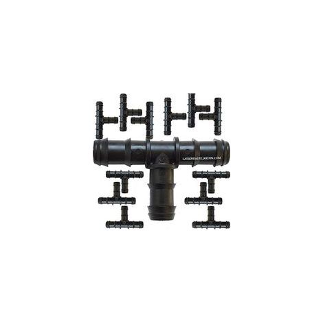 Lot de 50 Tee cannelé 16 mm pour tuyau goutte à goutte Liaison pour l'union de tuyaux, noir (1/5)