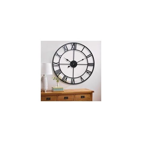 Horloge murale vintage silencieuse en métal 40 cm – Chiffres romains noirs – Décoration pour salon et chambre à coucher – Piles AA (1/3)