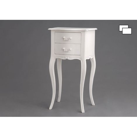 Amadeus - Table d'appoint 2 tiroirs en acajou blanc cassé L40 cm Apolline (1/3)