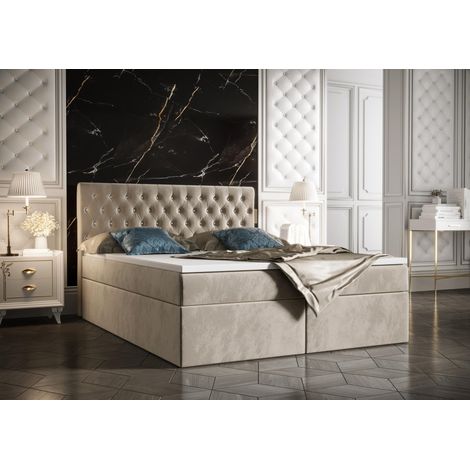Lit Boxspring Monett - Rose - 180x200 Cm - Lit Avec Rangement - Tête De Lit Ergonomique - Matelas À Ressorts Bonnell (1/5)